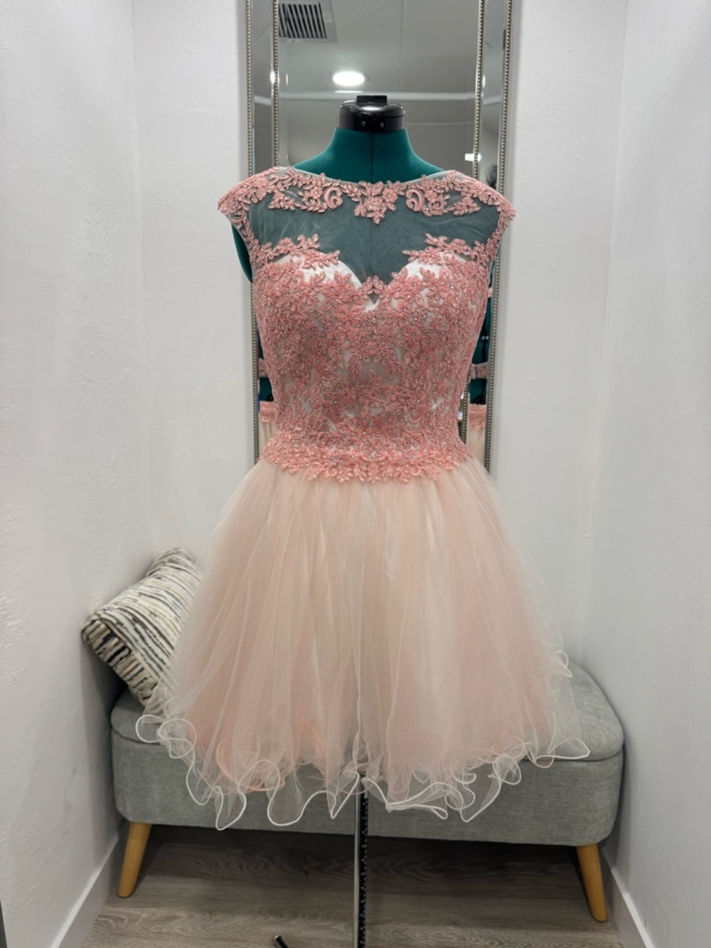 Camille La Vie Pink Lace & Tulle Mini Dress